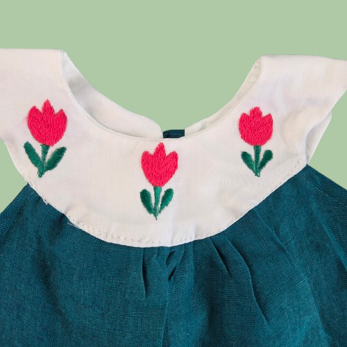 green Linen baby dress