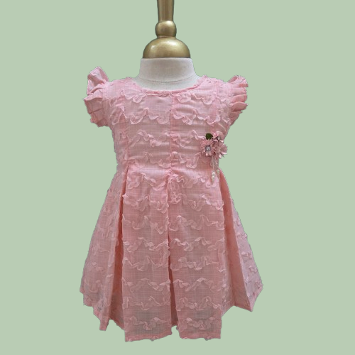 Peach Colour Box-Pleated Party Wear Frock |Party Wear For Girls