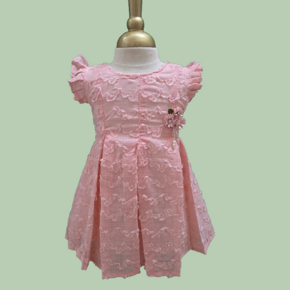 Peach Colour Box-Pleated Party Wear Frock |Party Wear For Girls