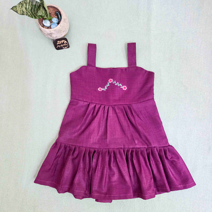 Dark Purple Cotton Casual Frock-|Daily Wear