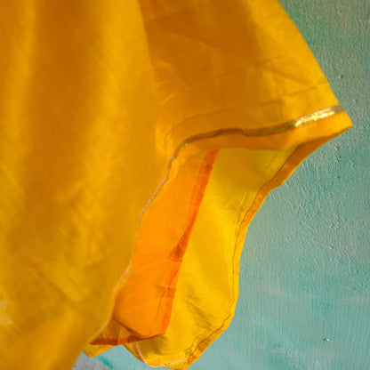 Traditional Ethnic Wear for Girls Velvet Crop-Top with Yellow Silk Skirt