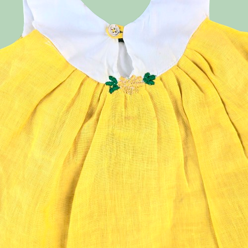 Linen yellow baby frock