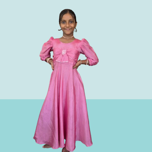 Party wear pastel pink gown for girls