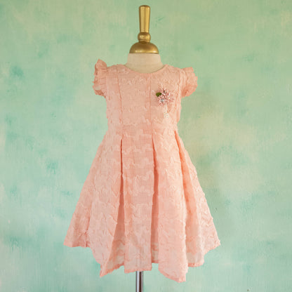 Peach Colour Box-Pleated Party Wear Frock |Party Wear For Girls