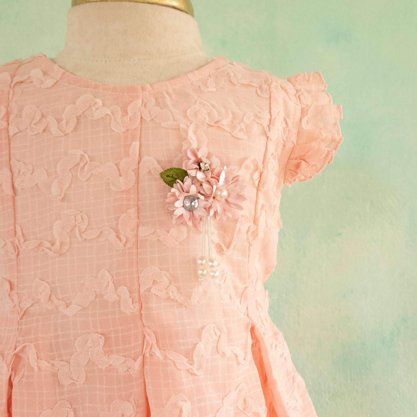 Peach Colour Box-Pleated Party Wear Frock |Party Wear For Girls