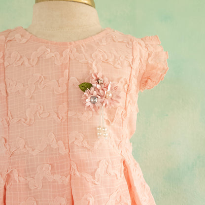 Peach Colour Box-Pleated Party Wear Frock |Party Wear For Girls