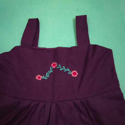 Dark Purple Cotton Casual Frock-|Daily Wear